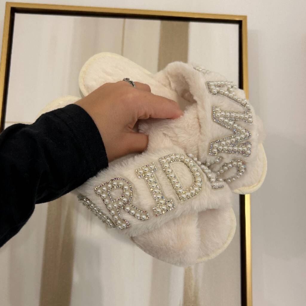Bridesmaid Personalised Pearl Slippers