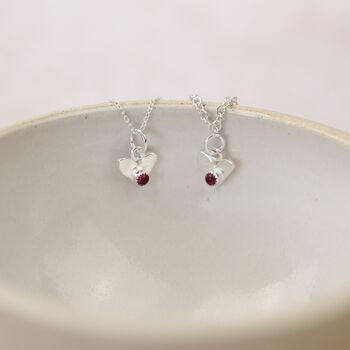 Sterling Silver Small Birthstone Heart Pendant, 3 of 6