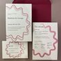 Modern, Wavy Bordered Invitation Suite In Pink And Red, thumbnail 1 of 8