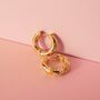 Orange And Pink Wildflower Botanical Gold Hoop Earrings, thumbnail 2 of 8