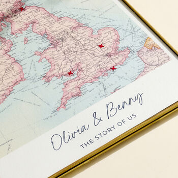 Personalised Our Love Story UK Vintage Map Print, 2 of 3