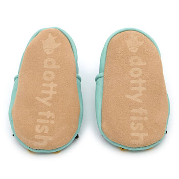 Dotty Fish Penguin Soft Leather Baby Shoes With Barefoot Soles, 8 of 11