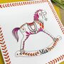 Personalised Rocking Horse Handmade Christmas Card, thumbnail 2 of 5