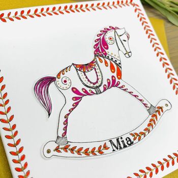 Personalised Rocking Horse Handmade Christmas Card, 2 of 5