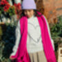 Hot Pink Cashmere Blend Colour Block Scarf, thumbnail 3 of 7