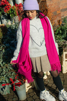 Hot Pink Cashmere Blend Colour Block Scarf, 3 of 7