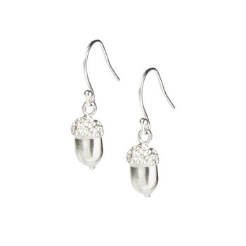 Silver Acorn Drop Earrings, 2 of 3