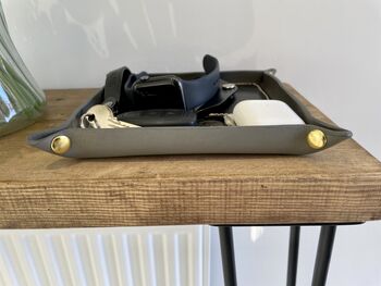 Personalised Grey Leather Valet Tray, 4 of 12
