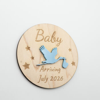 Modern Maple Acrylic Pregnancy Announcement Stork Sign, 10 of 12
