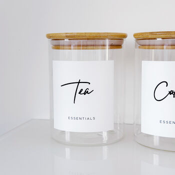 Set Of Tea, Coffee And Sugar Jars With Bamboo Lids, 3 of 9