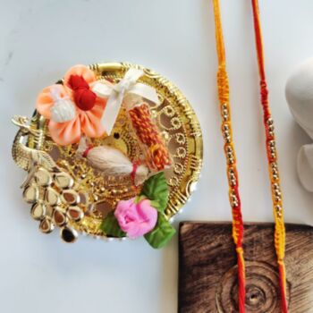 Golden Bead Slim Thread Rakhi For Raksha Bandhan, 5 of 7