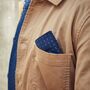Mens Navy And Green Geometric Print Pocket Square, thumbnail 1 of 6