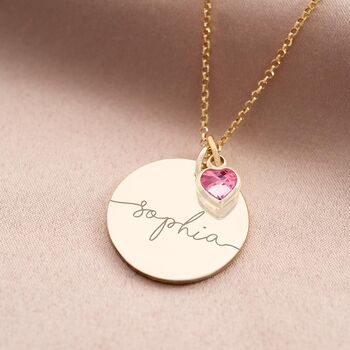 Large Esme And Heart Birthstone Name Necklace, 4 of 9