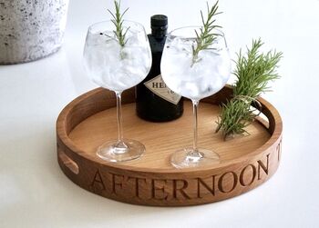 Personalised Round Oak Butlers Tray, 3 of 7