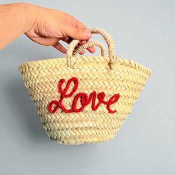 Handmade Christmas Mini Straw 'Love' Basket, 8 of 12
