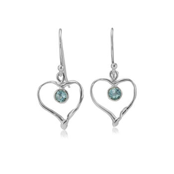 Handmade Blue Topaz Heart Drop Earrings, 2 of 5