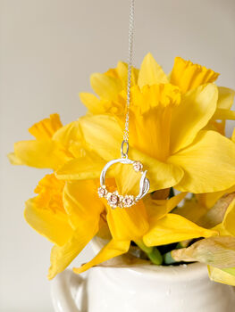 Sterling Silver And 18ct Gold Daffodil Pendant Necklace, 5 of 7