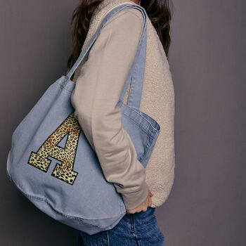 Personalised Leopard Print Initial Tote Bag, 3 of 6