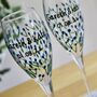 Pair Of Wedding Personalised Glass Champagne Flutes, thumbnail 6 of 10