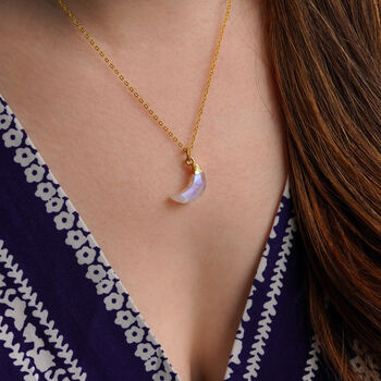 Moonstone June Birthstone Moon Necklace, 4 of 11