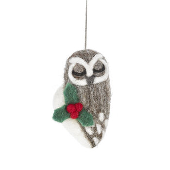 Handmade Felt Carol The Christmas Owl Decoration, 2 of 3