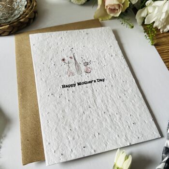 Plantable Happy Mother's Day Flowers Card, Floral Seeded Card, 2 of 2