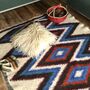 Blue Patchwork Hand Woven Wool Rug, thumbnail 1 of 9