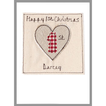 Personalised Heart 1st Christmas Card For Baby Girl, Daughter, Granddaughter, 3 of 12