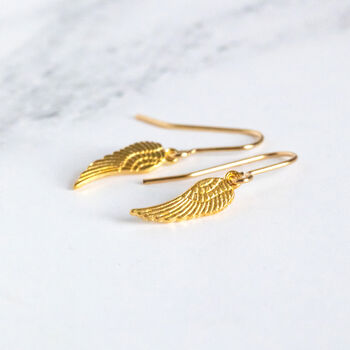 Dainty Gold Plated Angel Wing Earrings, 9 of 11