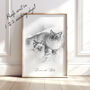 Personalised Black And White Pencil Sketch Pet Portrait, thumbnail 2 of 12