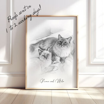 Personalised Black And White Pencil Sketch Pet Portrait, 2 of 12