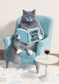 Your Own Cat Reading Book Wall Art Print | Customise Colours And Book Title, 7 of 12