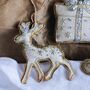 Luxury Irish Linen Festive Reindeer Christmas Tree Decoration, thumbnail 2 of 9