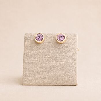 7mm Gold Plated Sterling Silver June Birthstone Stud Earrings, 2 of 4