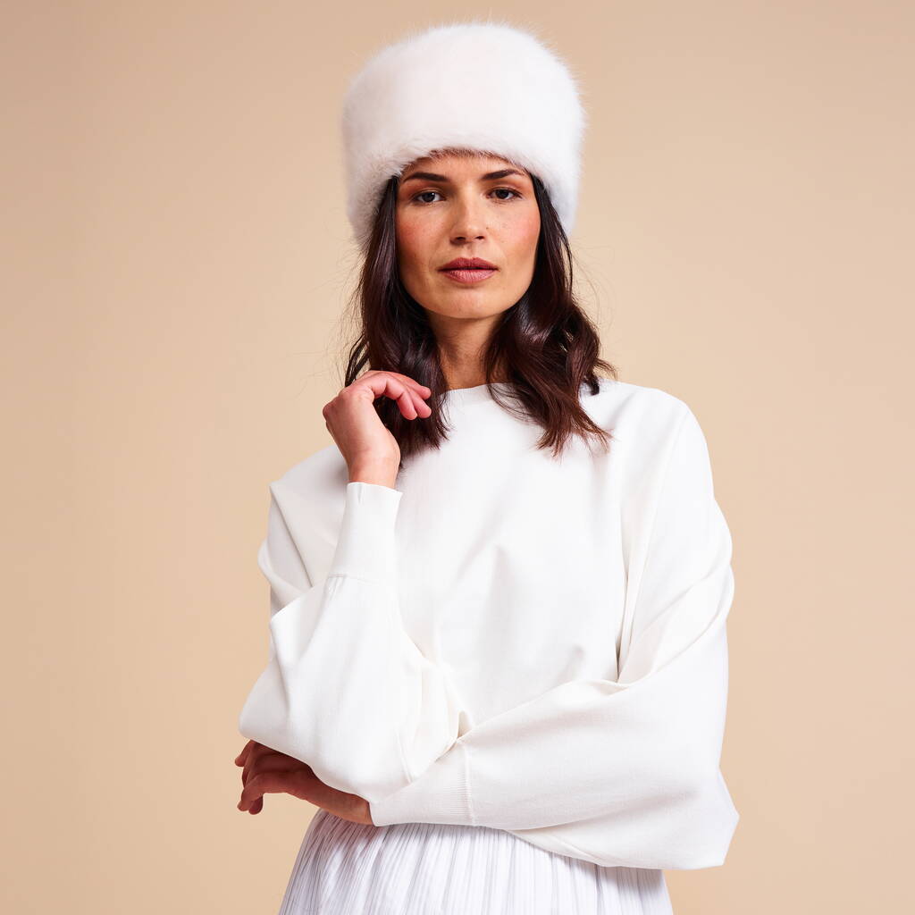 Soft Vegan Faux Fur Pillbox Hat 