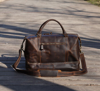Leather Weekend Bag With Jacket Compartment, 8 of 11