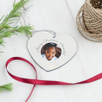 Personalised Heart Photo Frame Tree Decoration, 5 of 5
