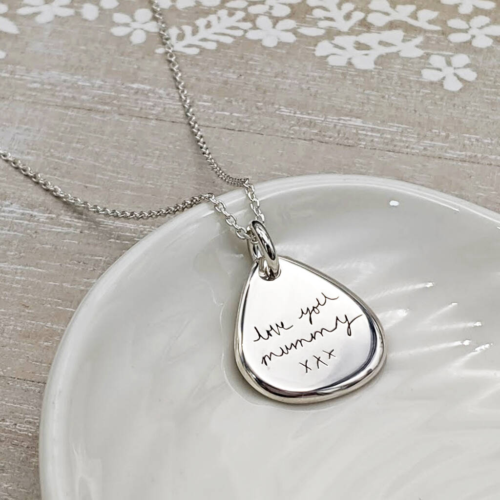 Personalised Handwritten Message Silver Necklace By Hold Upon Heart | notonthehighstreet.com