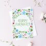 'Happy Birthday' Hand Lettered Floral Watercolour Card, thumbnail 1 of 2