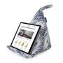 Bean Bag Cushion Tablet Stand In Peacock Feather Fabric, thumbnail 3 of 6