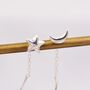 Moon And Star Threader Earrings In Sterling Silver, thumbnail 4 of 9