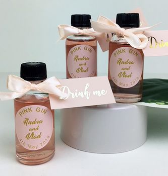 Personalised Pink Gin Wedding Favours In Blush And Gold, 5 of 5