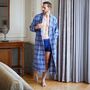 Men's 'Celt Navy' Tartan Brushed Cotton Robe, thumbnail 4 of 5