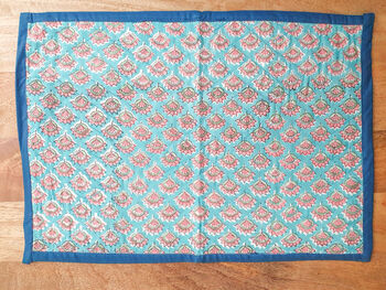 Quilted Block Print Placemat Duo Handmade In India, 2 of 7