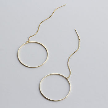 Circle Hoop Long Chain Earrings, 2 of 5