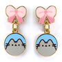 Pusheen The Cat Pink Bows Drop Earrings, thumbnail 5 of 6