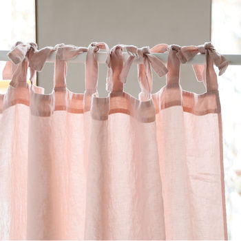 Linen Stone Washed Curtains With Ties, 6 of 10