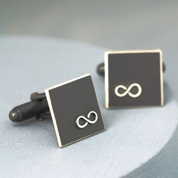 Personalised Infinity Symbol Cufflinks. Oxidised Black, 3 of 11