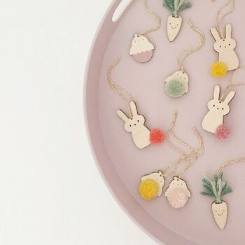 Mini Bunny And Carrot Wooden Decoration Pack, 3 of 3