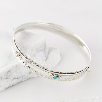 Rajput Serenity Turquoise And Pearl Spinning Bangle, 9 of 12